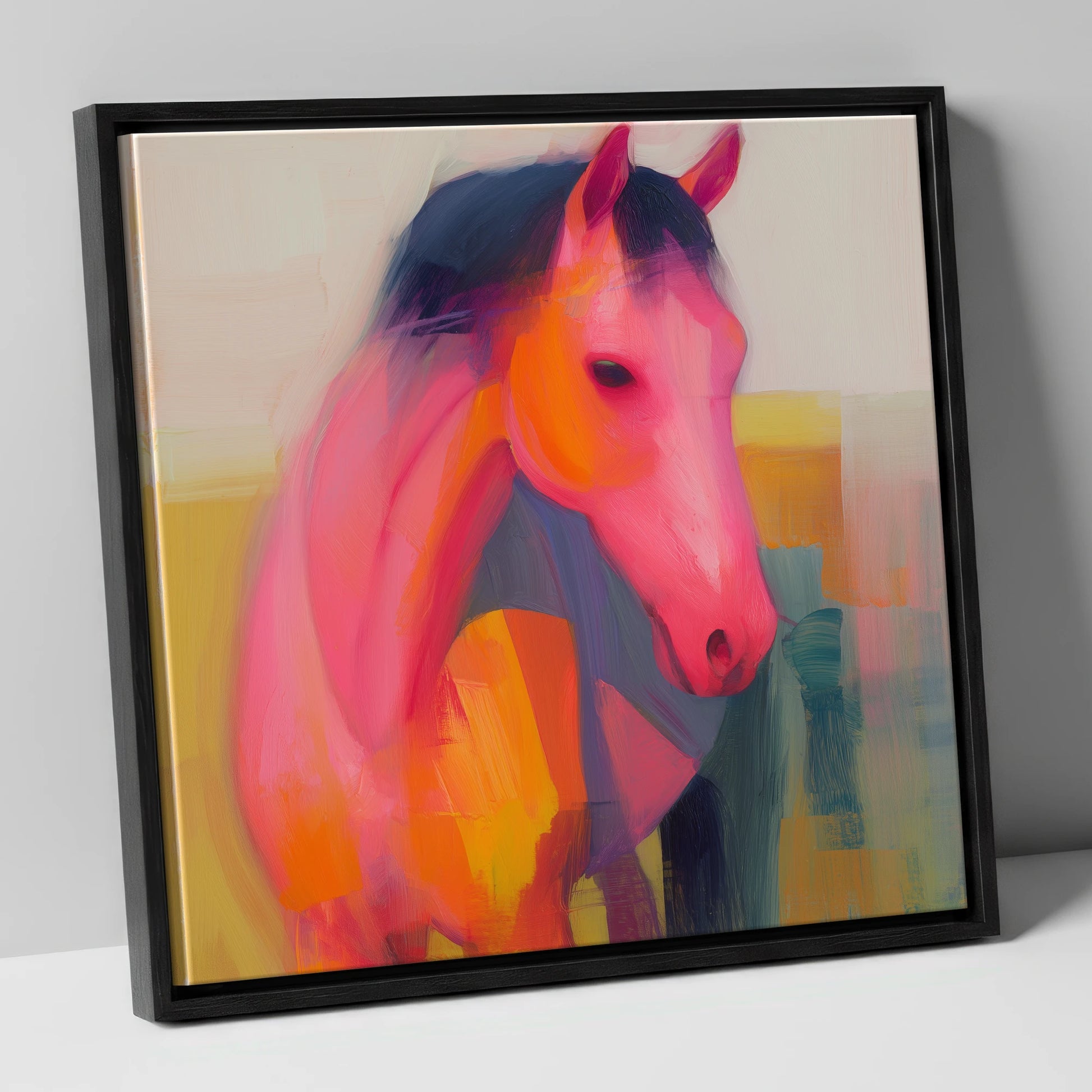 Vivid Equine Spirit horse breed canvas wall art in black frame