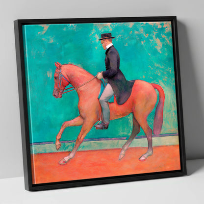 The Emerald Passage dressage horse canvas wall art in black frame