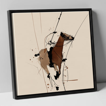Dynamic Polo Strike polo horse canvas wall art in black frame