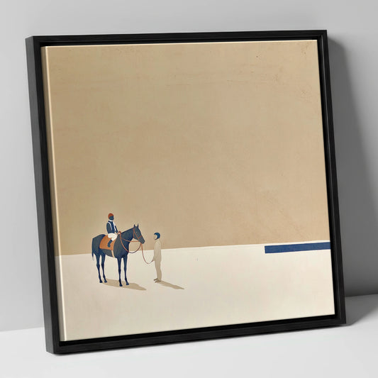 Quiet Anticipation racing horse canvas wall art in black frame