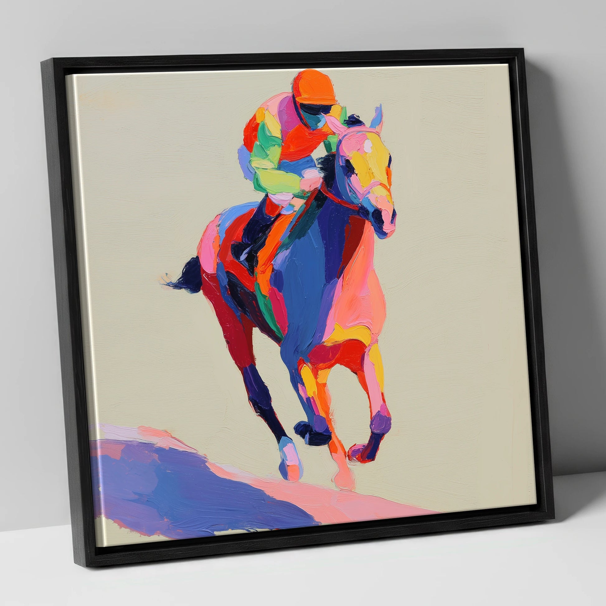 The Colour of Speed racing horse canvas wall art in black frame