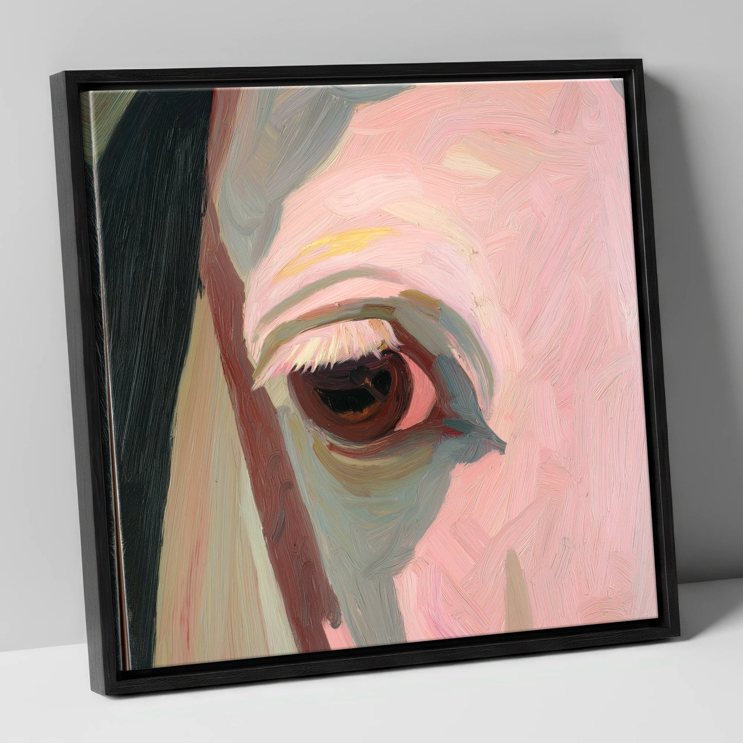 A Gentle Gaze horse portrait canvas wall art in black frame