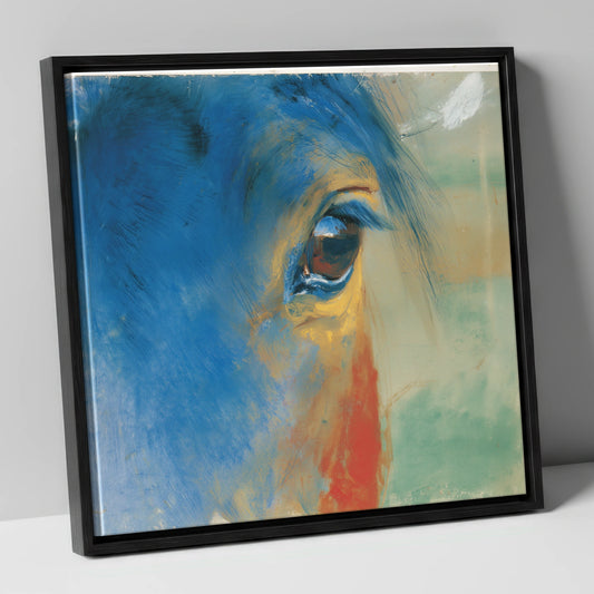 The Cerulean Gaze horse portrait canvas wall art in black frame