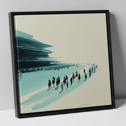 The Final Curve racing horse canvas wall art in black frame