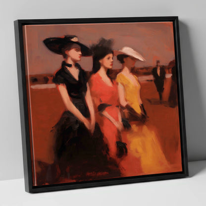 Trackside Elegance racing horse canvas wall art in black frame