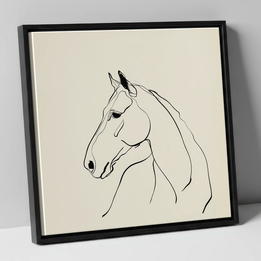 Fluid Equine Profile horse portrait canvas wall art in black frame