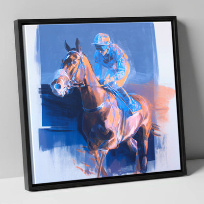 Quiet Anticipation racing horse canvas wall art in black frame