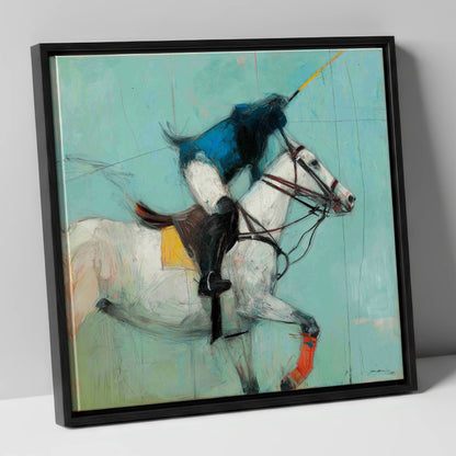 The Final Chukka polo horse canvas wall art in black frame