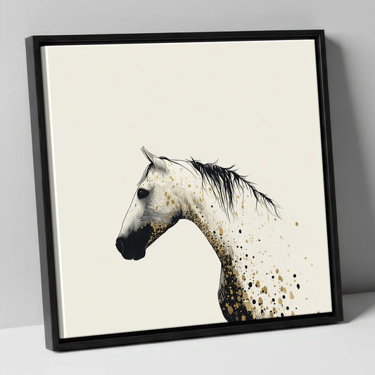 Gilded Ink Equine Profile horse breed canvas wall art in black frame