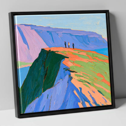 Vivid Coastal Vantage horse landscape canvas wall art in black frame