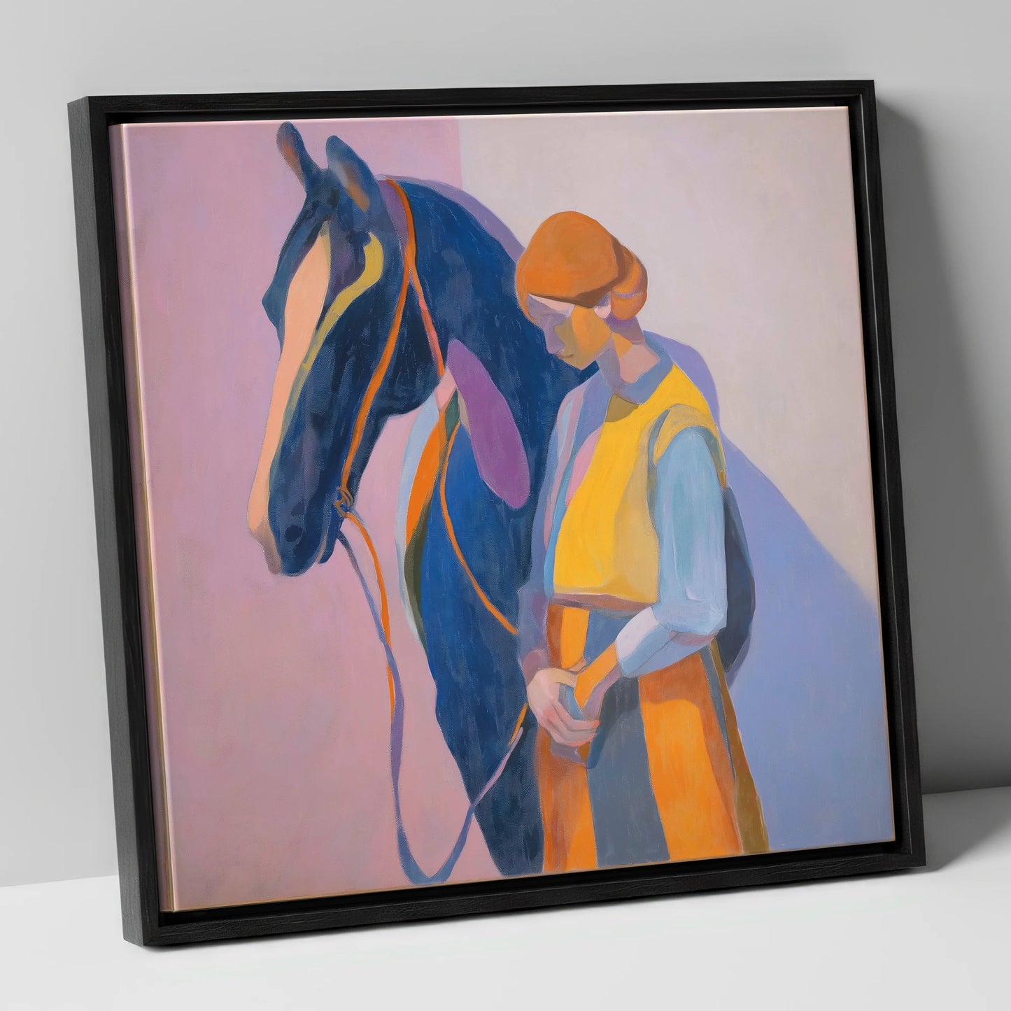 A Quiet Harmony horse & rider canvas wall art in black frame