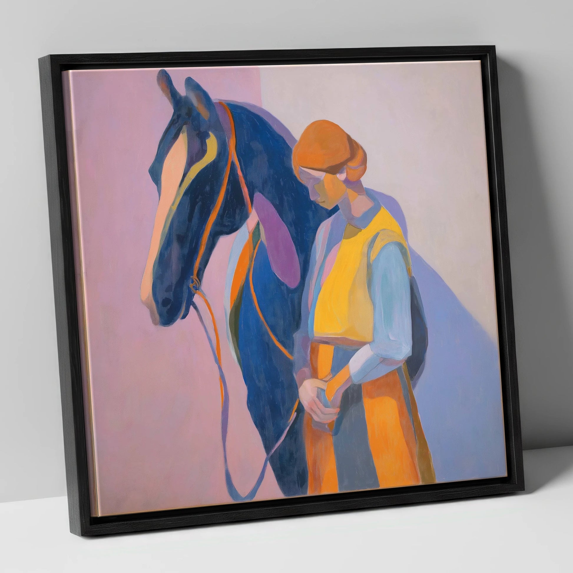 A Quiet Harmony horse & rider canvas wall art in black frame