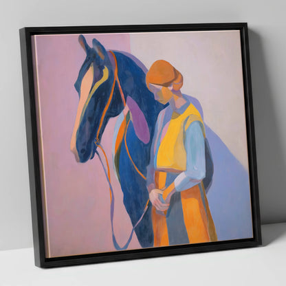A Quiet Harmony horse & rider canvas wall art in black frame