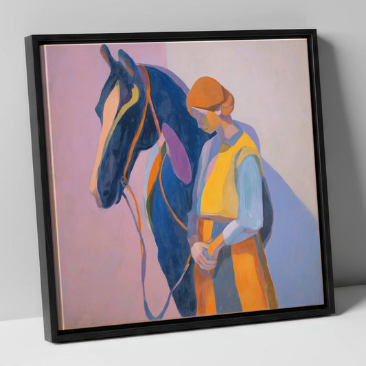 A Quiet Harmony horse & rider canvas wall art in black frame