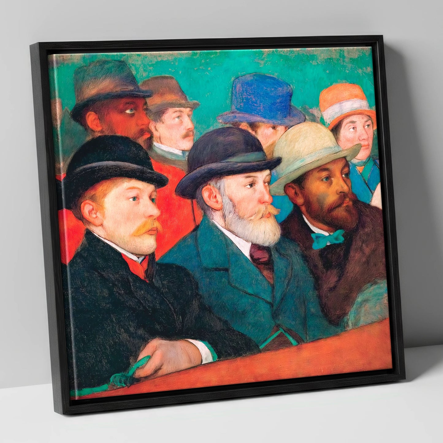 The Racing Crowd racing horse canvas wall art in black frame