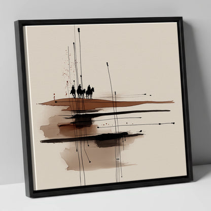 Distant Horizon Riders horse landscape canvas wall art in black frame