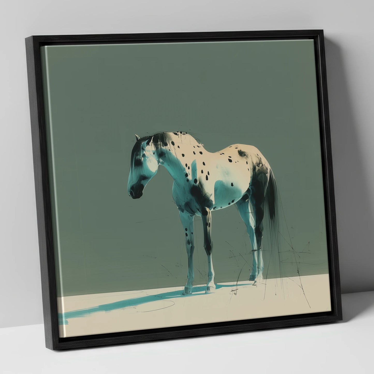 Modern Appaloosa Study horse breed canvas wall art in black frame