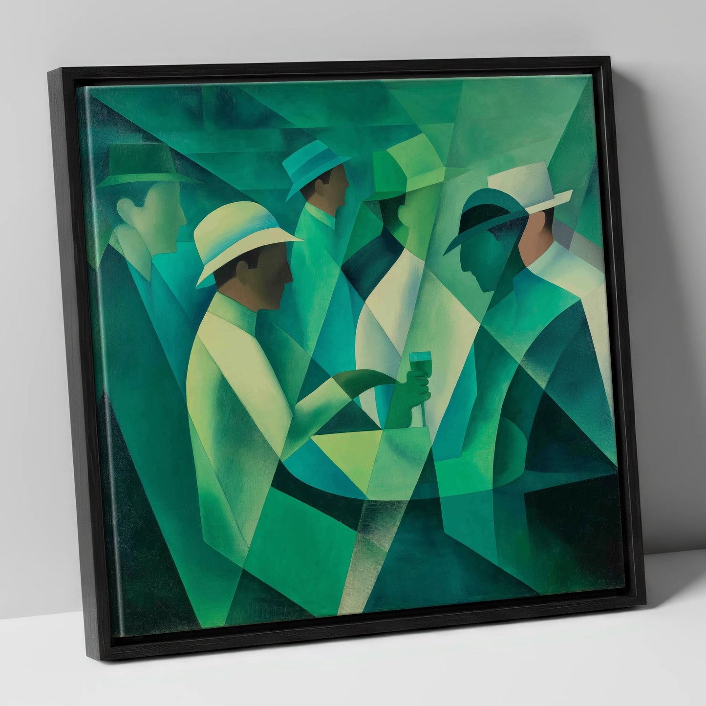 The Emerald Enclosure racing horse canvas wall art in black frame