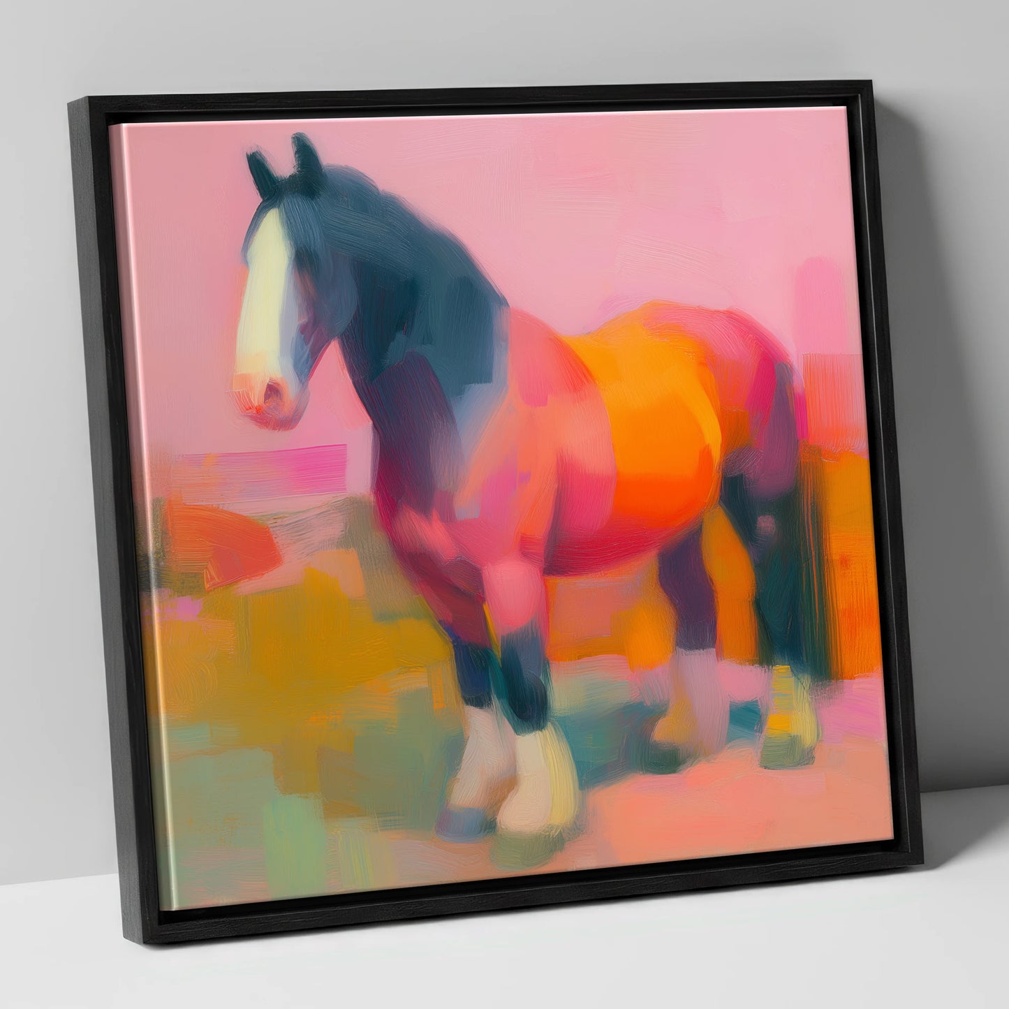 Vibrant Heavy Horse horse breed canvas wall art in black frame
