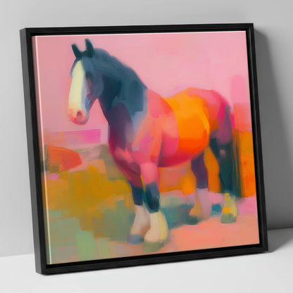 Vibrant Heavy Horse horse breed canvas wall art in black frame
