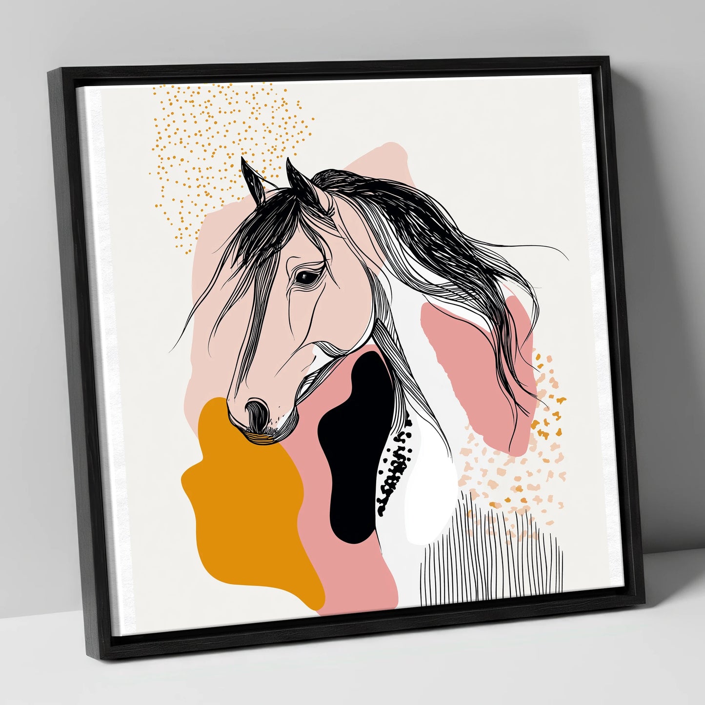 Graphic Equine Elegance horse & rider canvas wall art in black frame