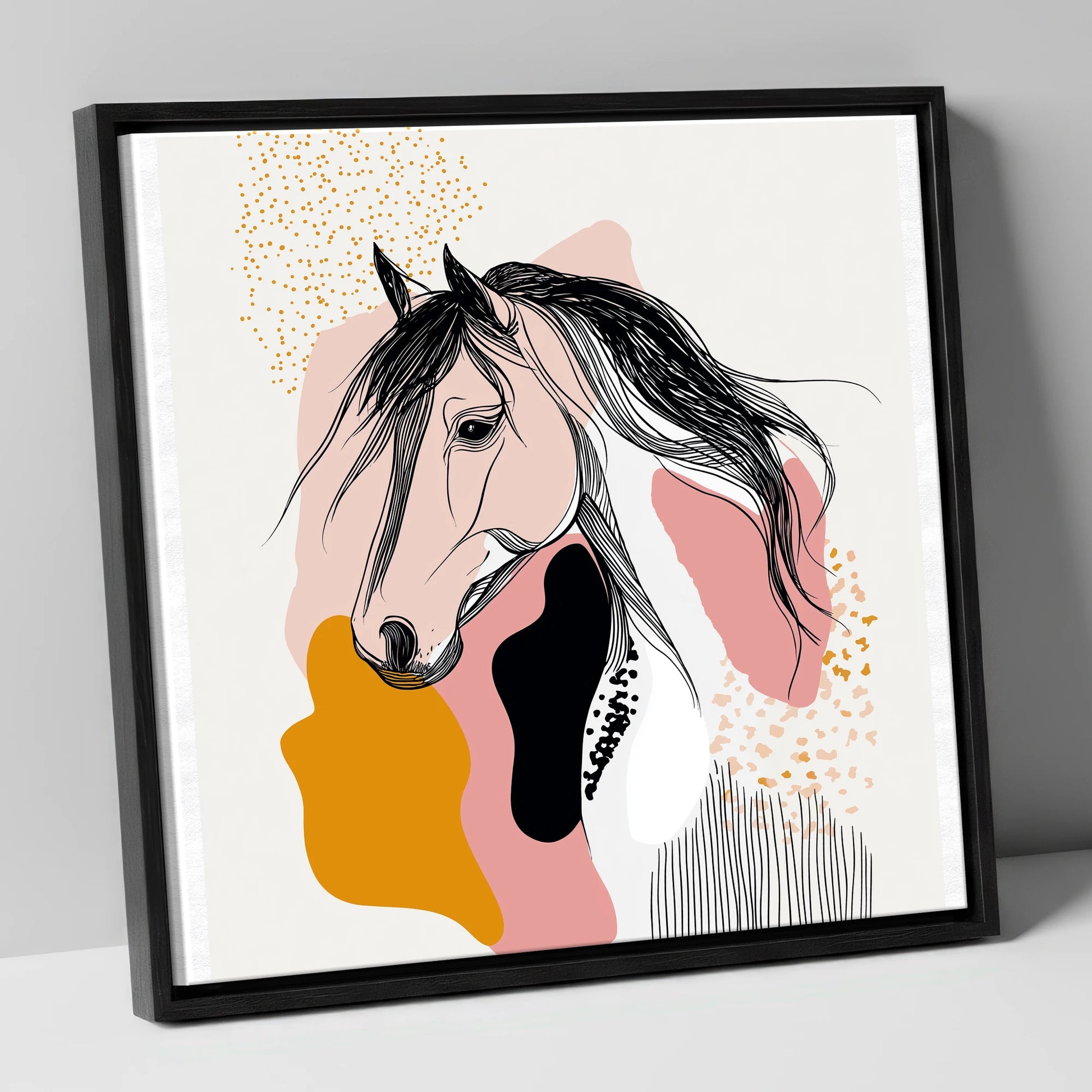 Graphic Equine Elegance horse & rider canvas wall art in black frame