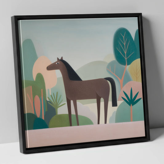 The Quiet Valley horse breed canvas wall art in black frame