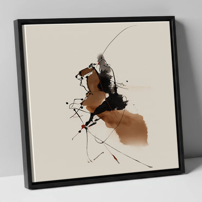 Abstract Equine Energy horse portrait canvas wall art in black frame