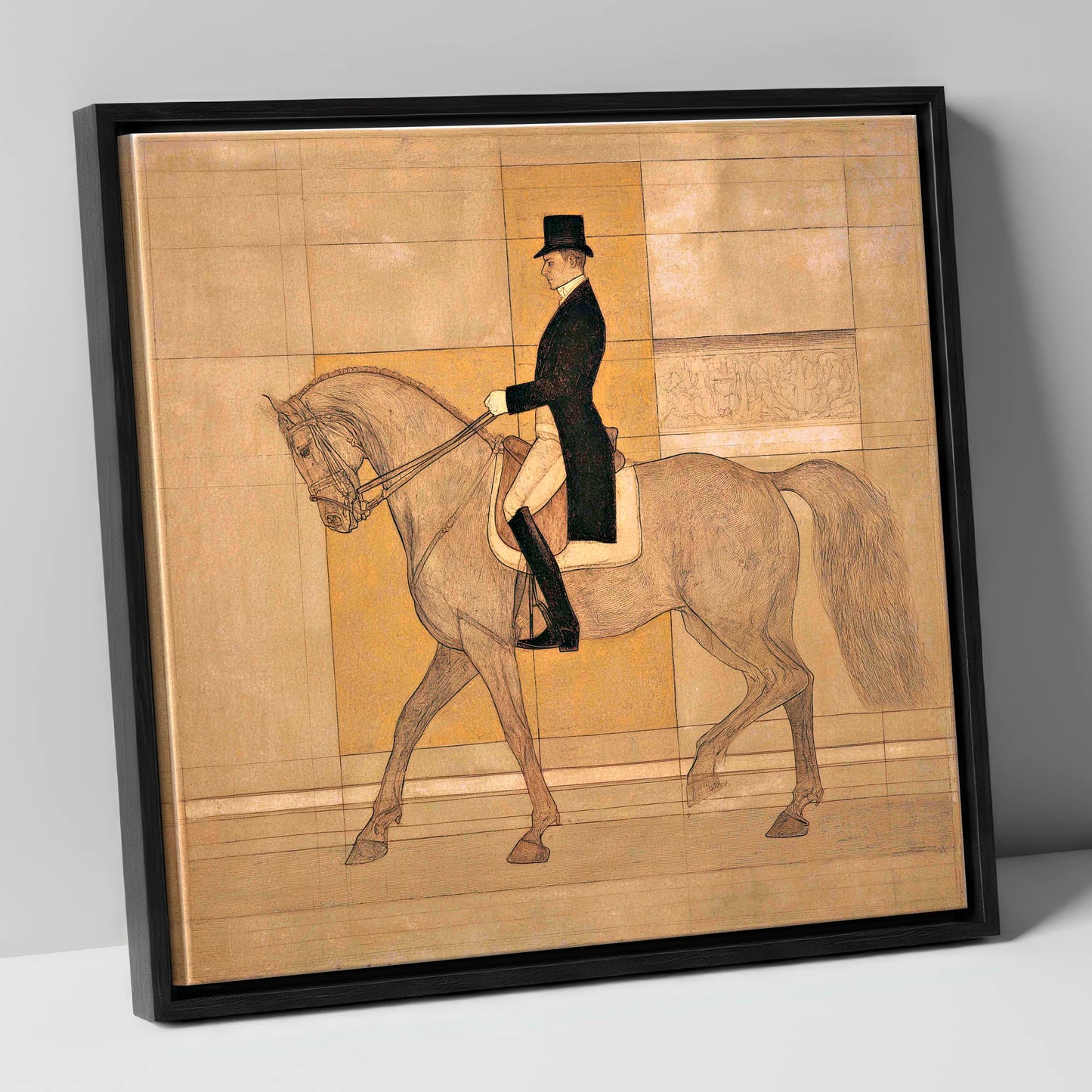 Collected Elegance dressage horse canvas wall art in black frame