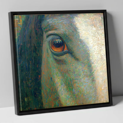 The Luminous Gaze horse portrait canvas wall art in black frame