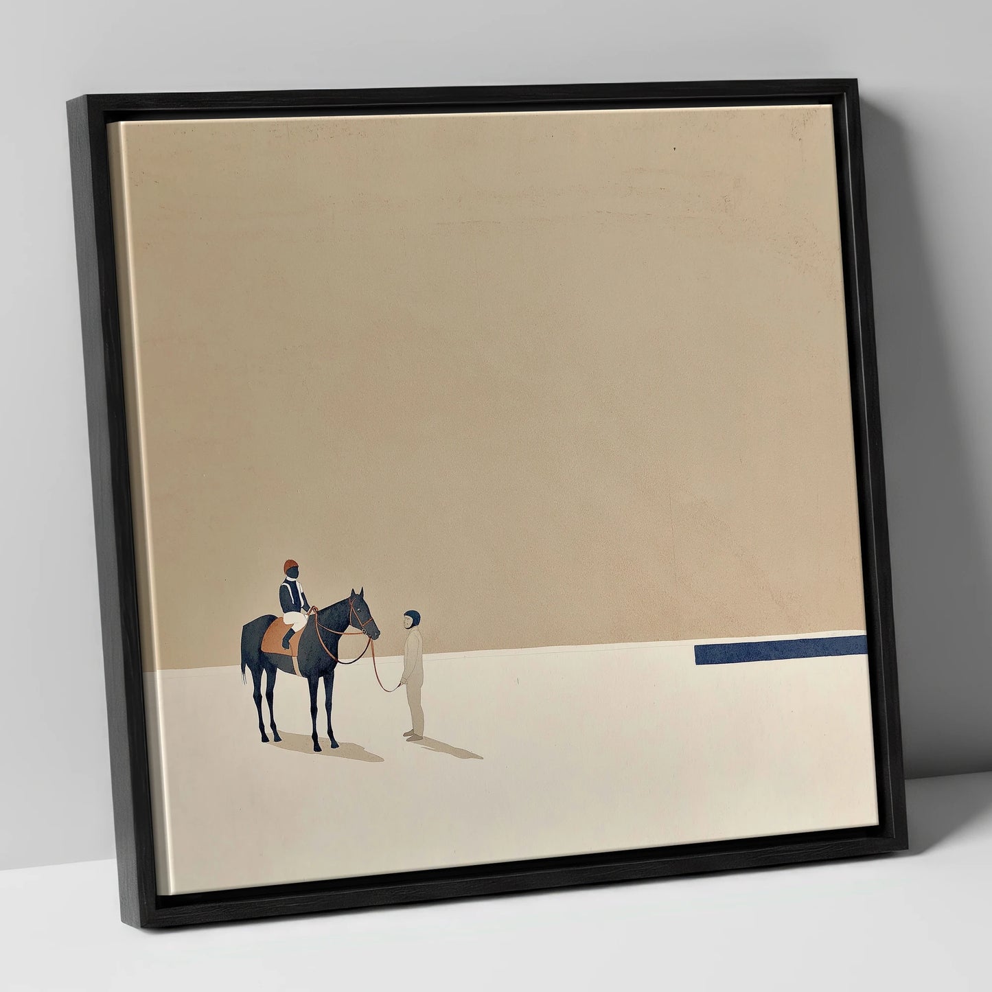 Quiet Anticipation racing horse canvas wall art in black frame