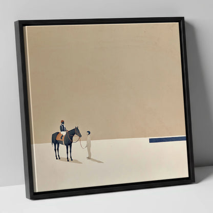Quiet Anticipation racing horse canvas wall art in black frame