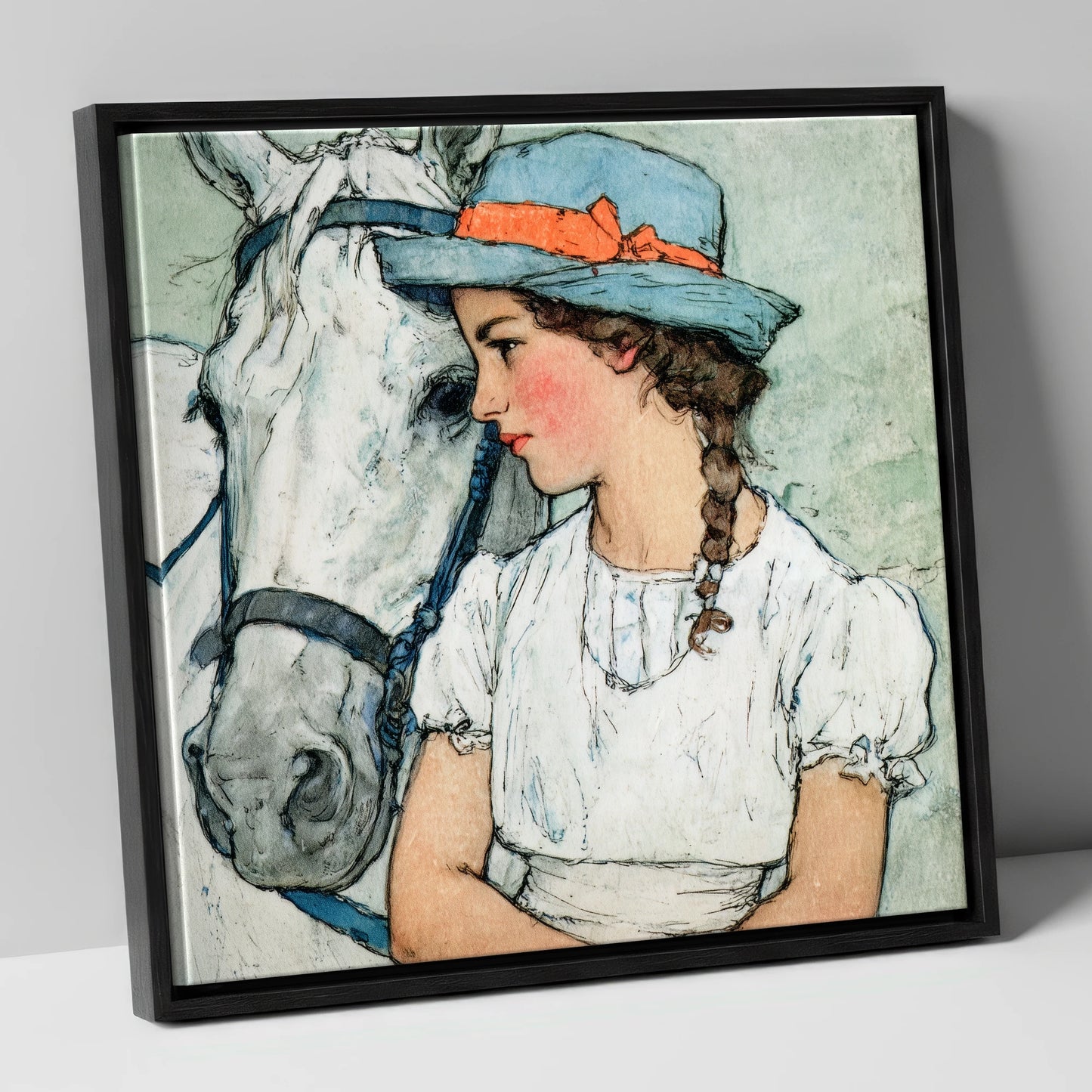 A Quiet Bond horse & rider canvas wall art in black frame