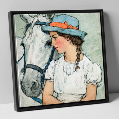 A Quiet Bond horse & rider canvas wall art in black frame