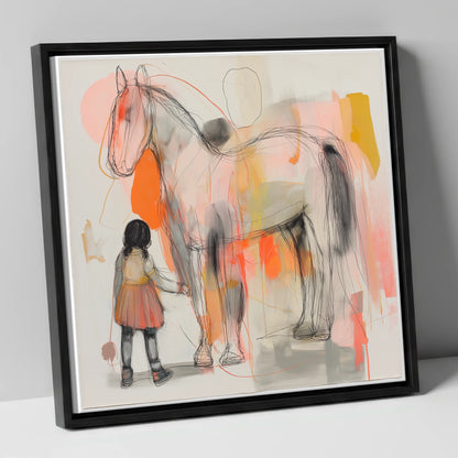 The Gentle Connection horse & rider canvas wall art in black frame