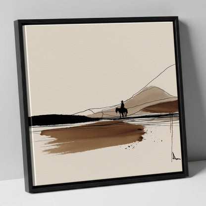 Frontier Silhouette western horse canvas wall art in black frame