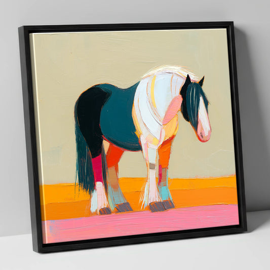 Vivid Spirit of the Cob working horse canvas wall art in black frame