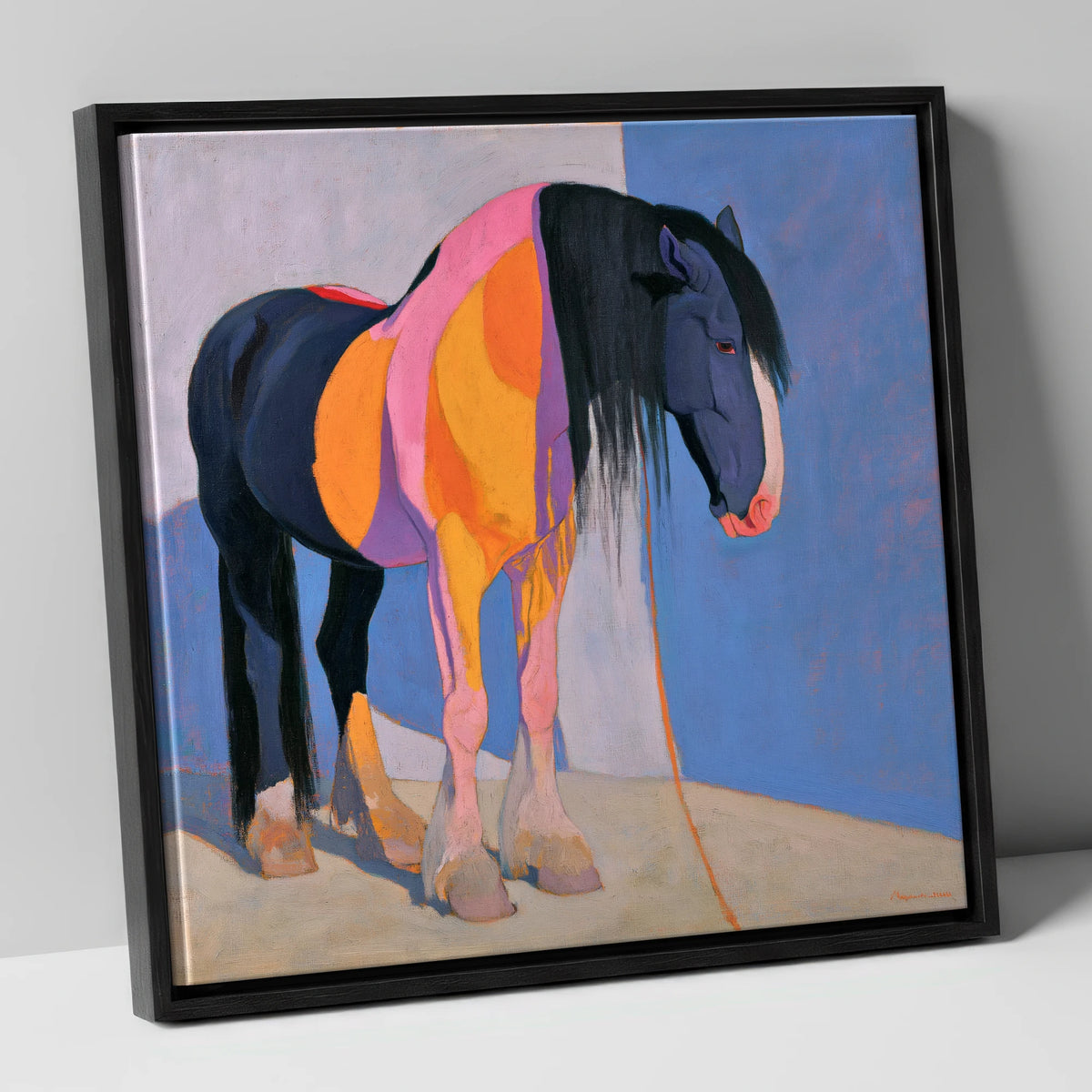 Vibrant Abstract Heavy Horse horse breed canvas wall art in black frame