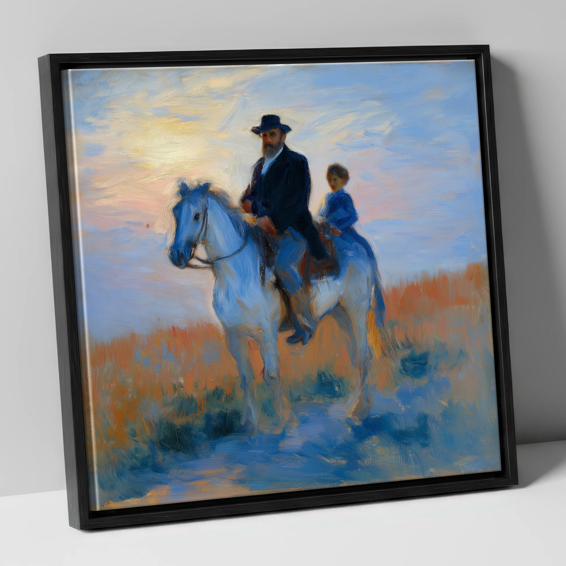 The Luminous Ride horse & rider canvas wall art in black frame