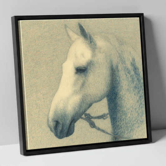 Quiet Nobility In Profile horse portrait canvas wall art in black frame