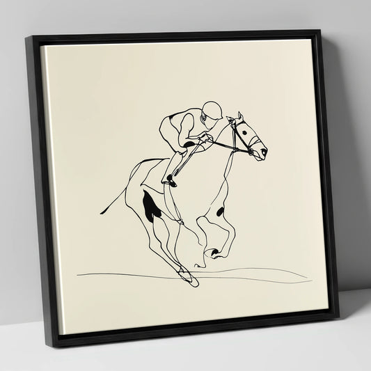 Elegant Racing Lines racing horse canvas wall art in black frame