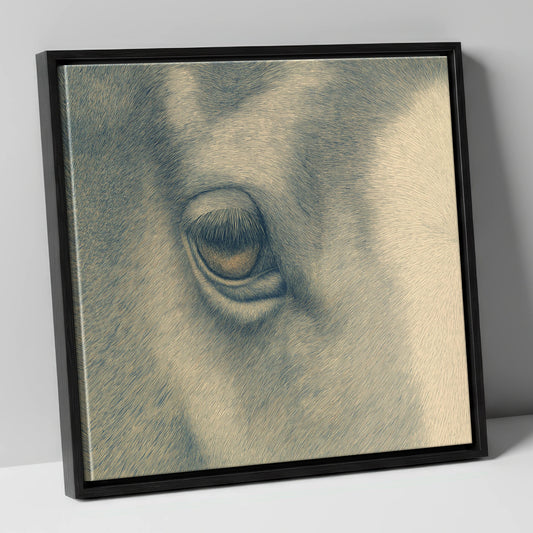 The Gentle Eye horse portrait canvas wall art in black frame