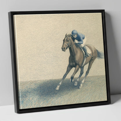 Power In The Pace racing horse canvas wall art in black frame