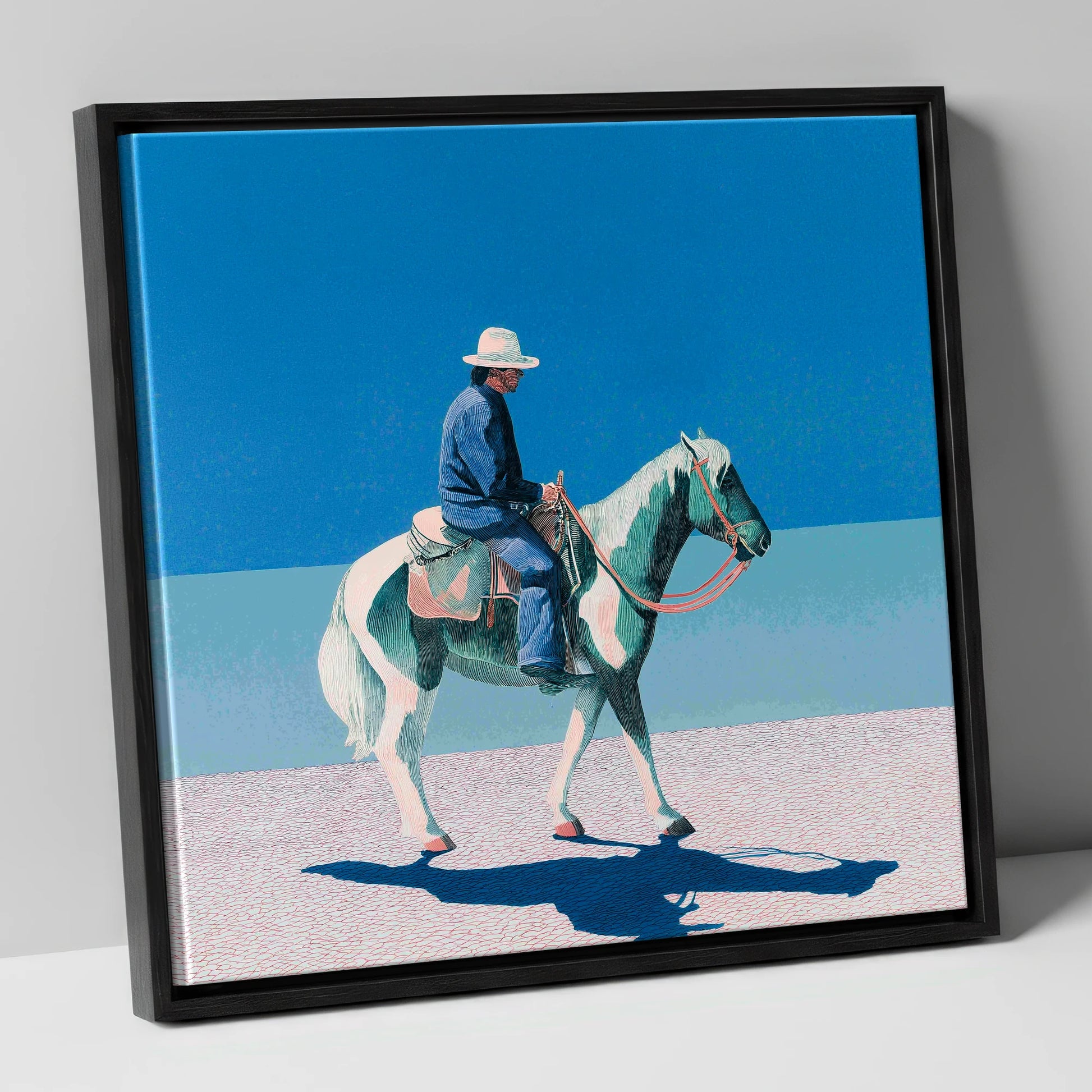 The Vast Horizon western horse canvas wall art in black frame