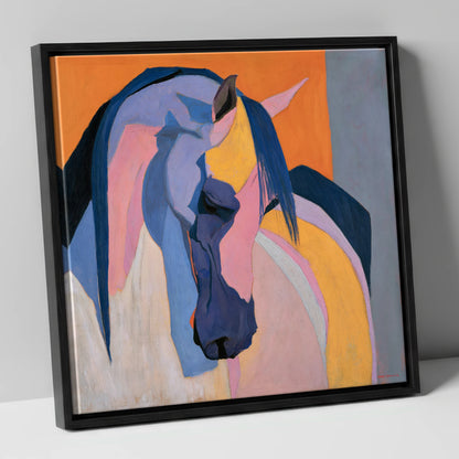 Colourful Abstract Horse Profile horse breed canvas wall art in black frame