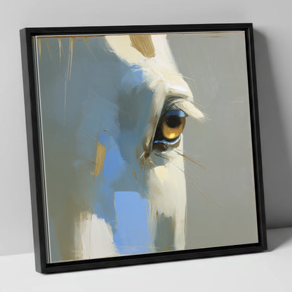 Gilded Gaze Portrait horse portrait canvas wall art in black frame