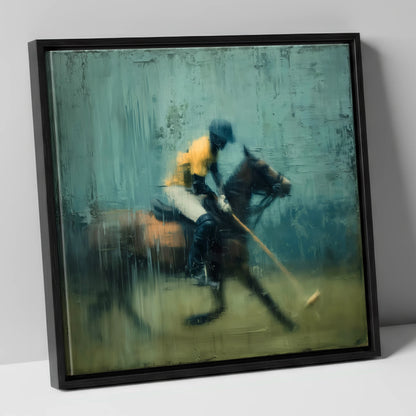 The Final Chukka polo horse canvas wall art in black frame