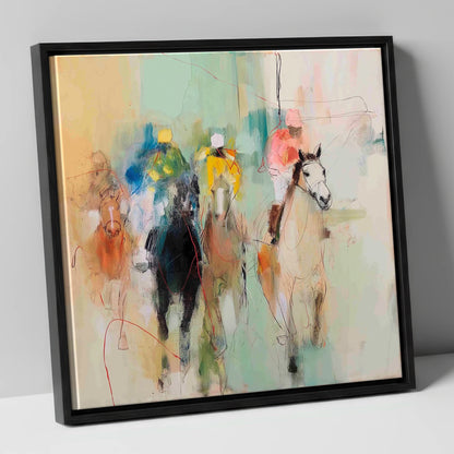 Thundering Silhouettes racing horse canvas wall art in black frame