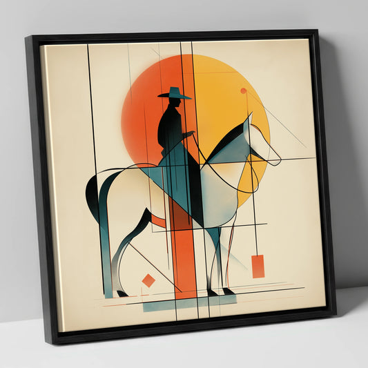 Structured Western Horizon western horse canvas wall art in black frame