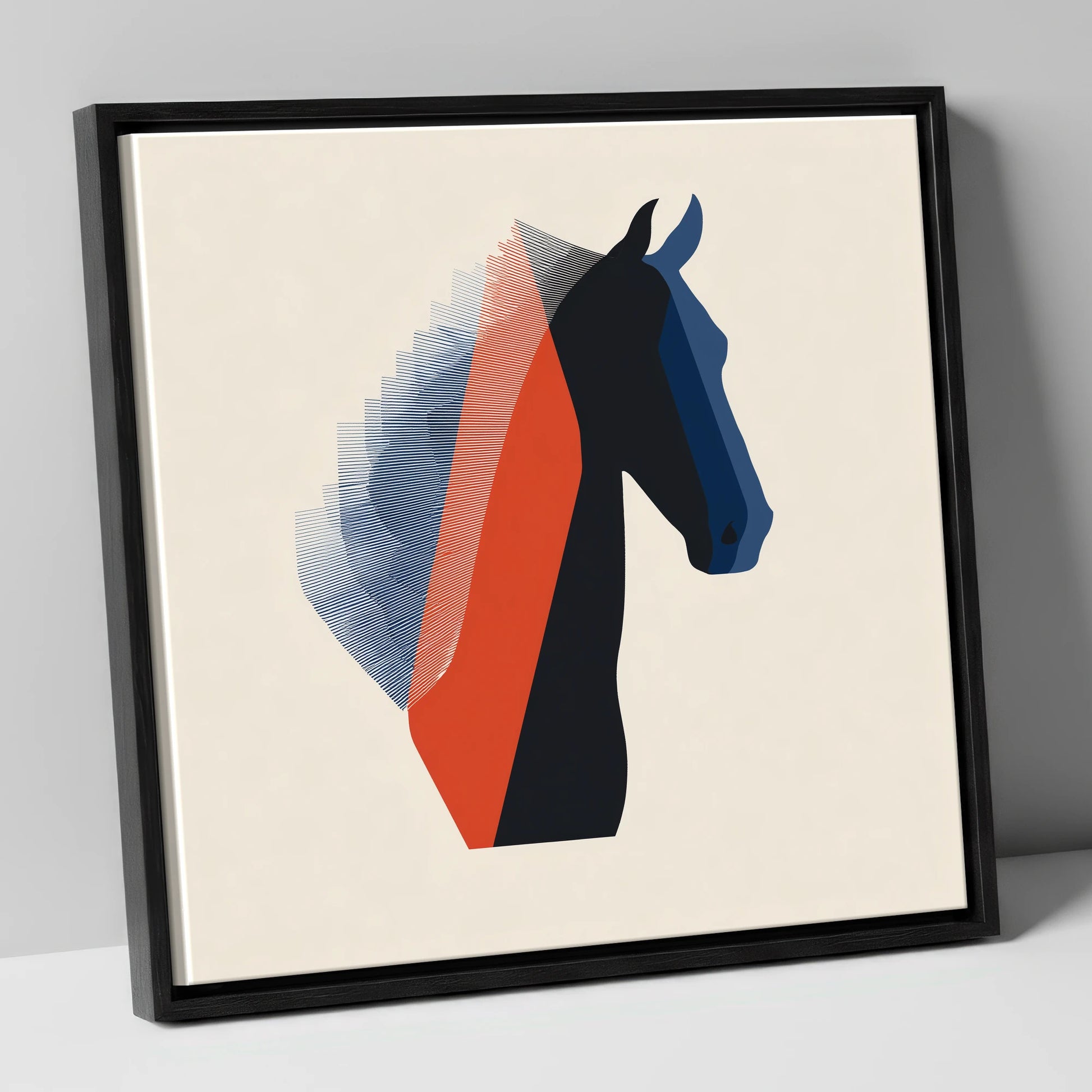 Graphic Equine Profile horse breed canvas wall art in black frame
